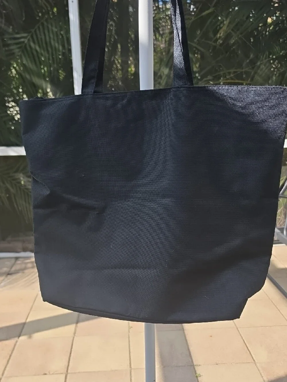 ST. MAARTEN Flamingo Embroidered Black Tote Bag
